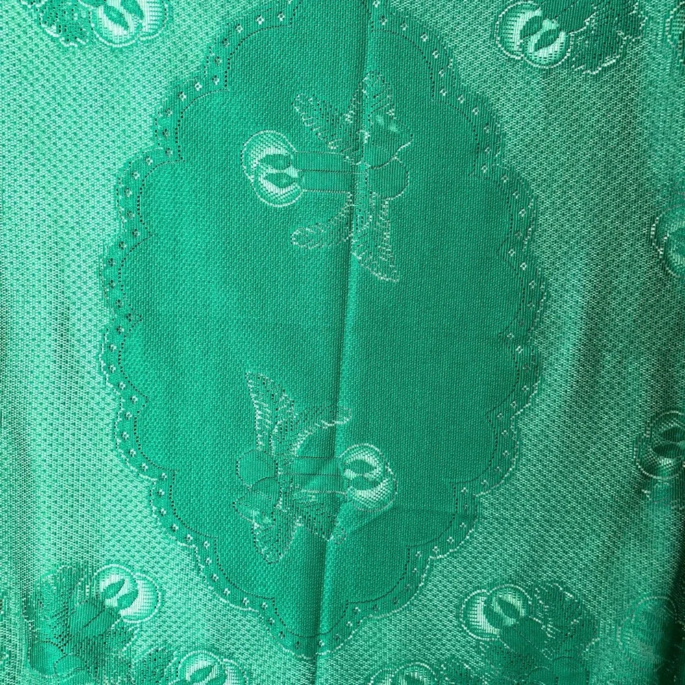Vintage 100% Cotton Hand‎ Crocheted Lace DARK GREEN Oval Table Cloth  83